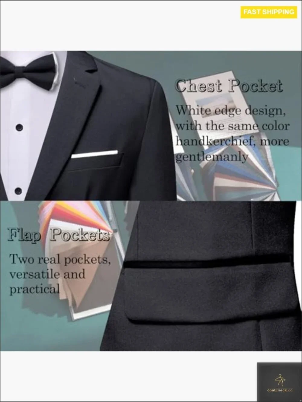 Lightweight Polyester Blazer Regular Fit Sport Coat Casual Business Wedding